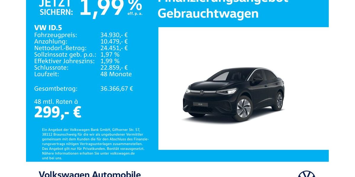 VW ID.5 5.217 km 34.430 &euro; Stuttgart-Feuerbach 70469